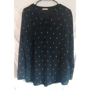 Maurices Shirt Womens Small V Neck Roll Tab Sleeve Black